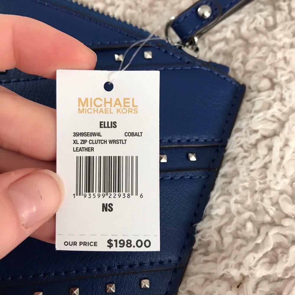 🆕NWT Michael Kors XL Ellis Clutch Cobalt - Picture 7 of 8
